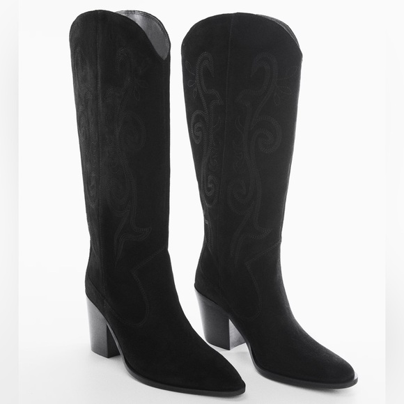 Western suede leather knee high boots - Picture 1 of 8
